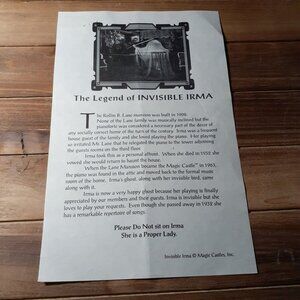 Paper Ephemera Magic Castle Hollywood The Legend of Invisible Irma Flyer